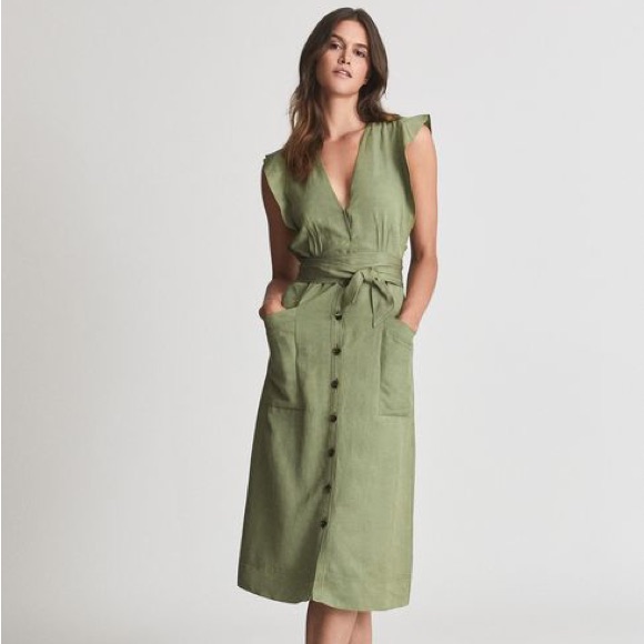 Reiss Linen Blend Midi